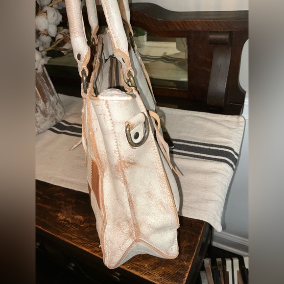 NWT Bed Stu Rockababy Patchwork Satchel Crossbody Bag Tan Nectar Lux MSRP $335 - Picture 4 of 11